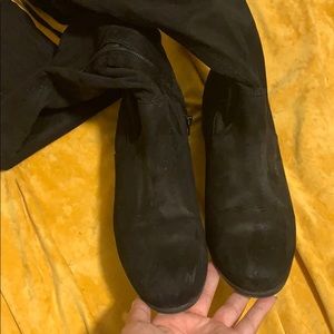 black flat knee high boots